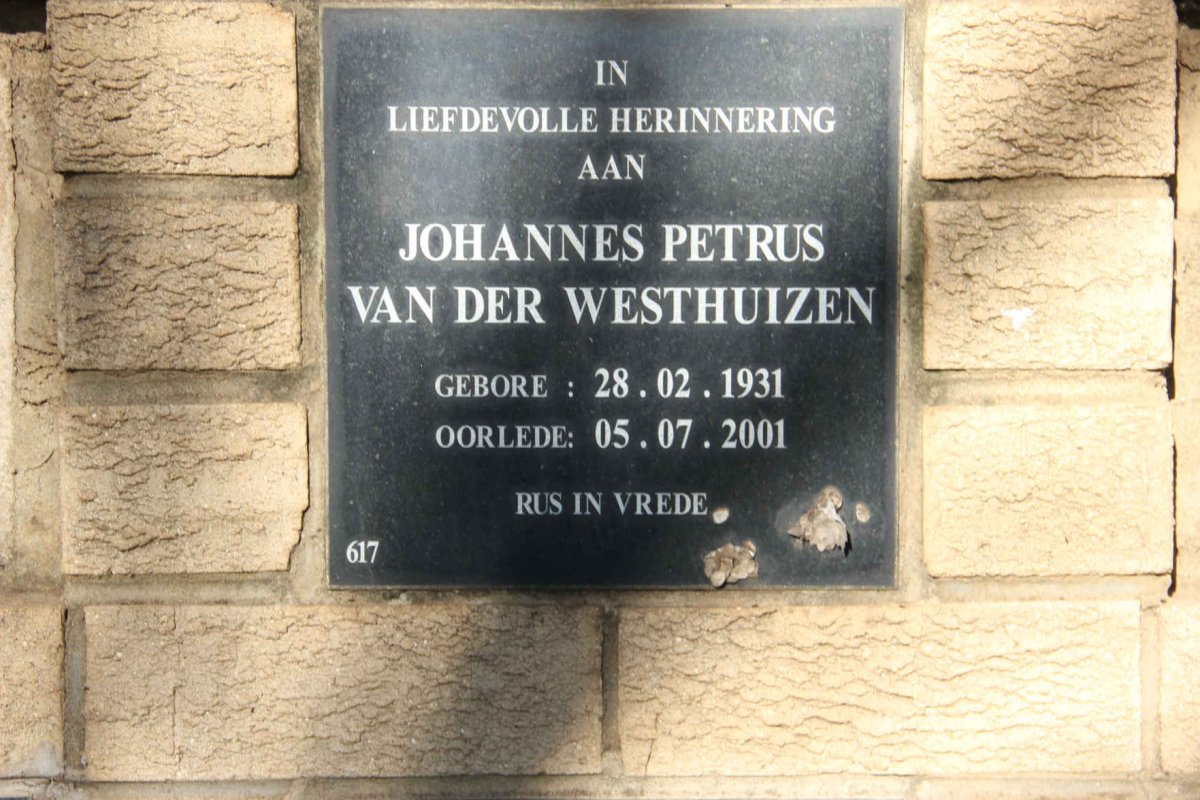 WESTHUIZEN Johannes Petrus, van der 1931-2001
