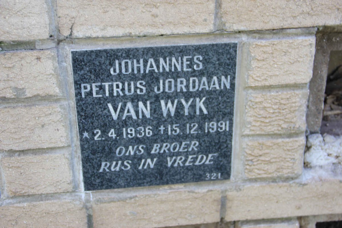 WYK Johannes Petrus Jordaan, van 1936-1991