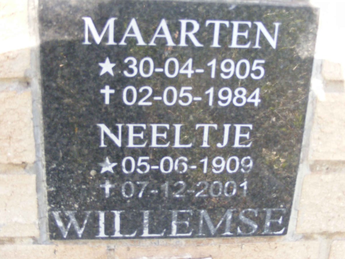 WILLEMSE Maarten 1905-1984 &amp; Neeltje 1909-2001