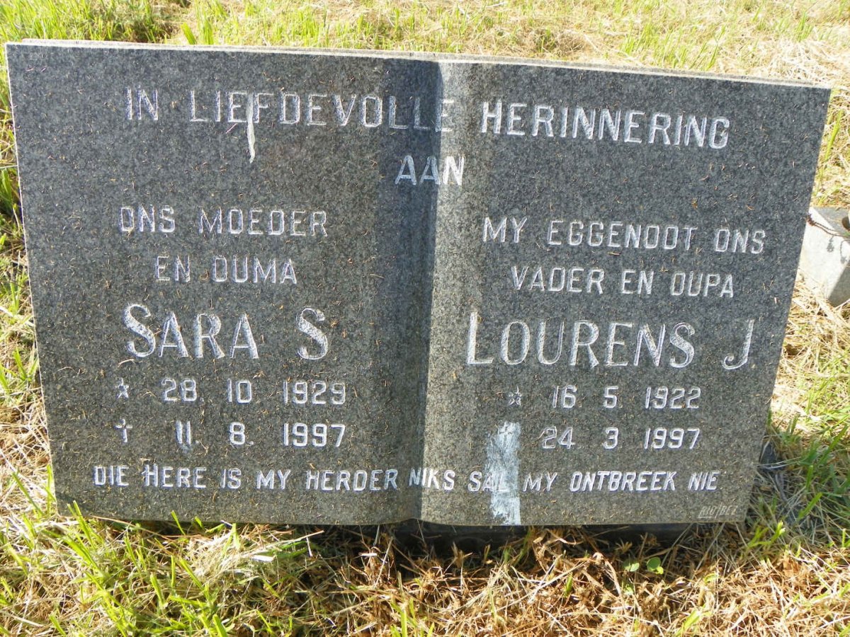 ? Lourens J. 1922-1997 &amp; Sara S. 1929-1997