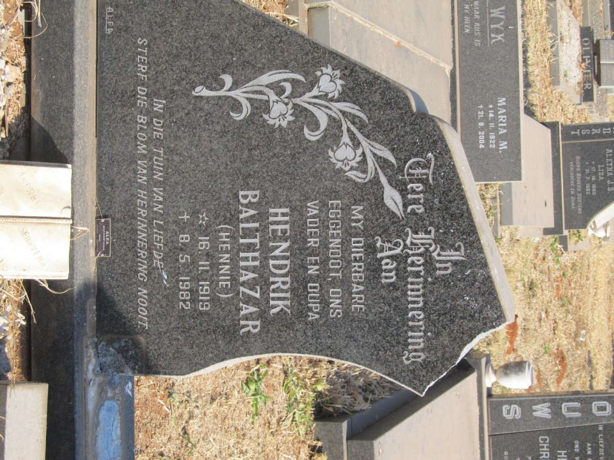 ? Hendrik Balthazar 1919-1982 &amp; Johanna Hendrina 1919-1993