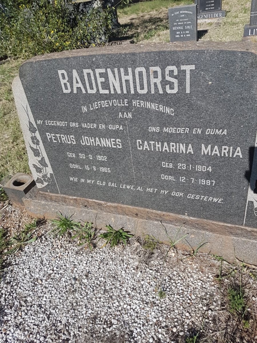 BADENHORST Petrus Johannes 1902-1965 &amp; Catharina Maria 1904-1987