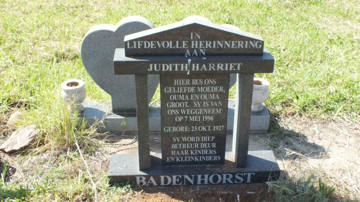 BADENHORST Judith Harriet 1927-1996