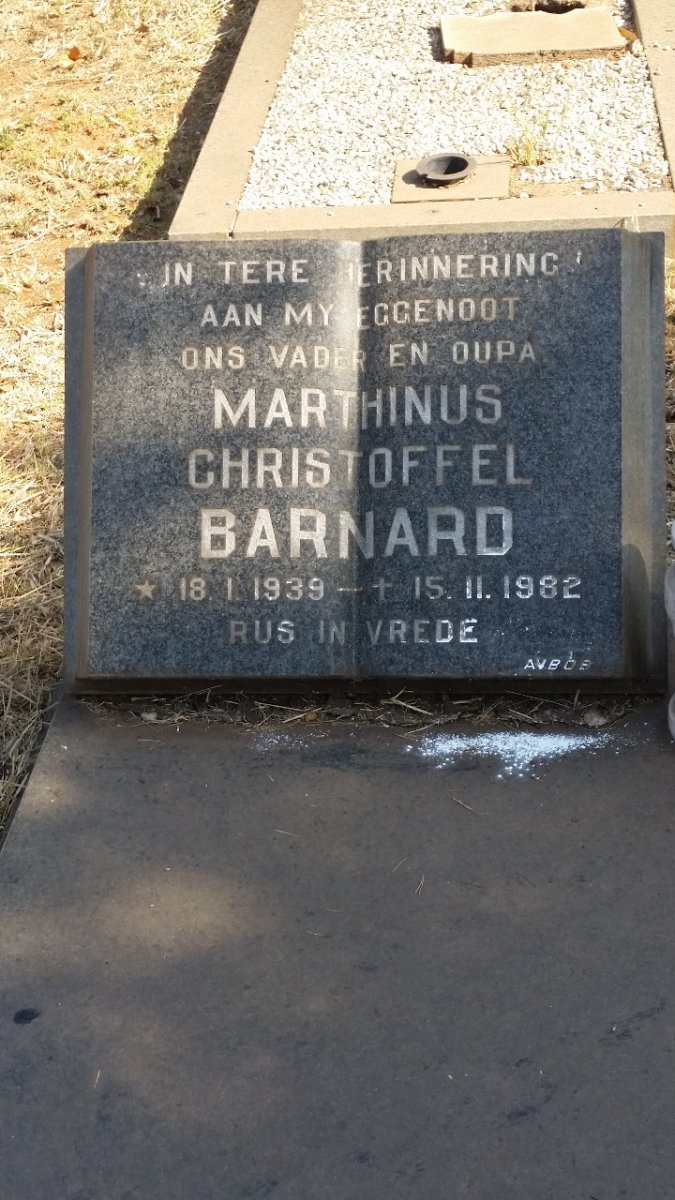 BARNARD Marthinus Christoffel 1939-1982