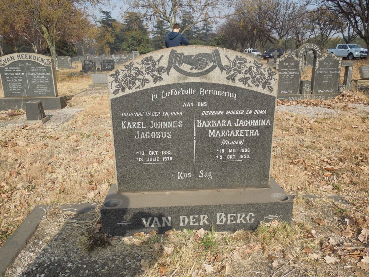 BERG Karel Johannes Jacobus, van der 1889-1978 &amp; Barbara Jacomina Margaretha VILJOEN 1906-1959