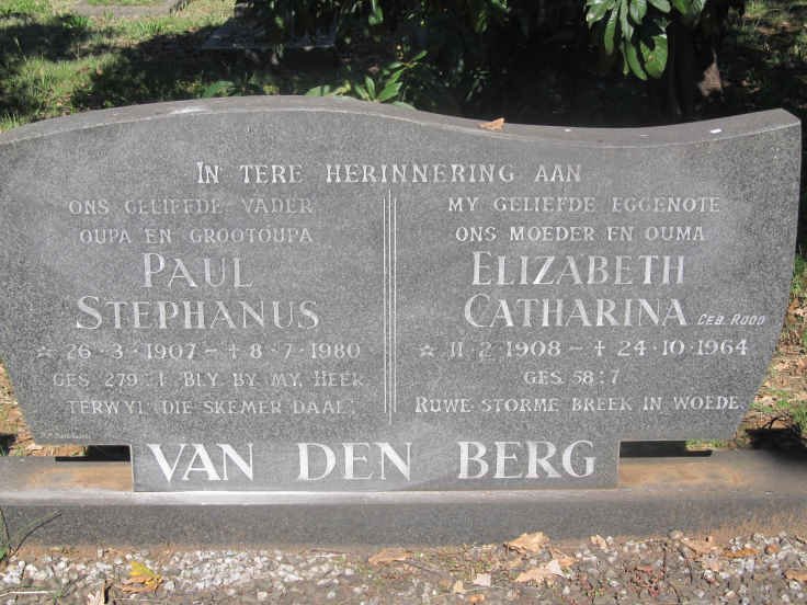 BERG Paul Stephanus, van den 1907-1980 &amp; Elizabeth Catharina ROOD 1908-1964
