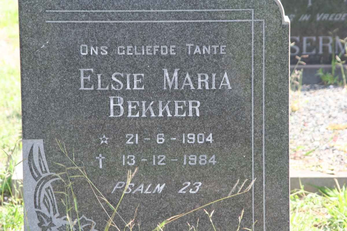 BEKKER Elsie Maria 1904-1984