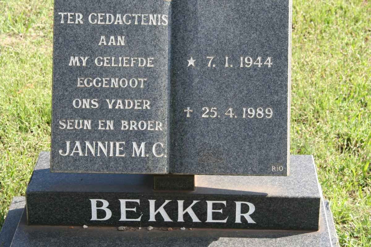 BEKKER Jannie M.C. 1944-1989