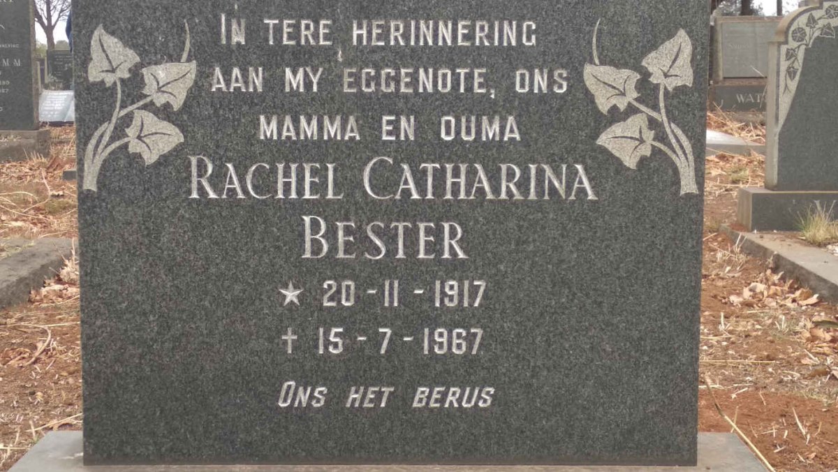 BESTER Rachel Catharina 1917-1967