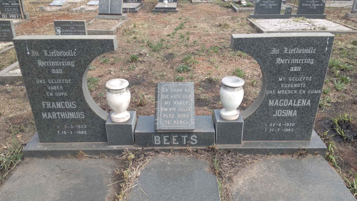 BEETS Francois Marthunuis 1923-1992 &amp; Magdalena Josina 1930-1983