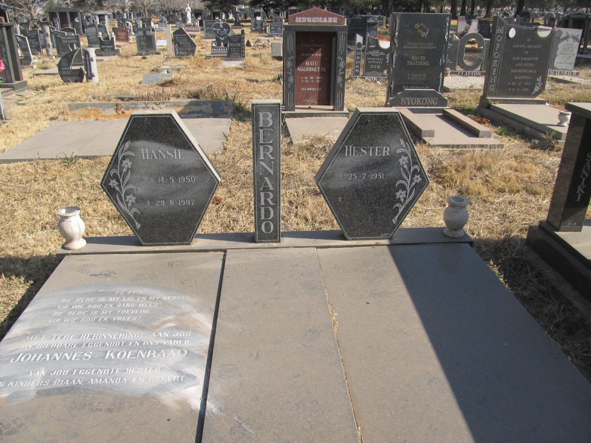 BERNARDO Johannes Koenraad 1950-1997 &amp; Hester 1951-