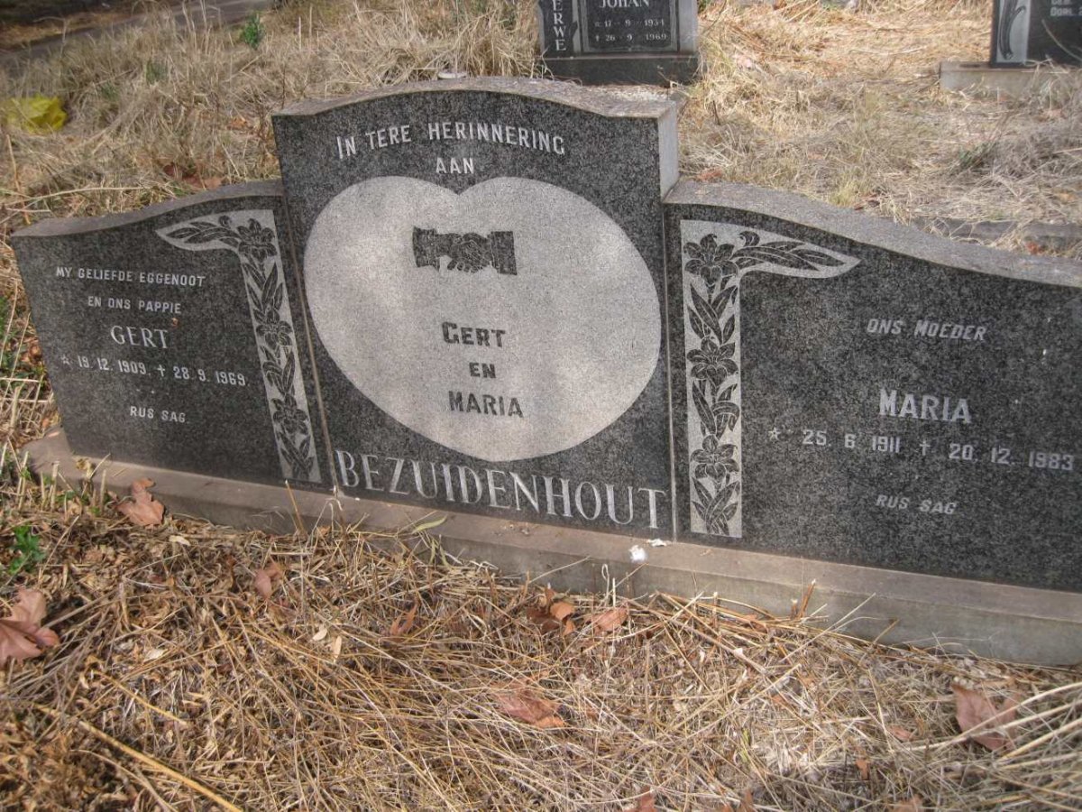 BEZUIDENHOUT Gert 1909-1969 &amp; Maria 1911-1983