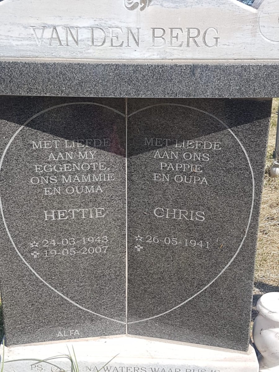BERG Chris, van den 1941- &amp; Hettie 1943-2007