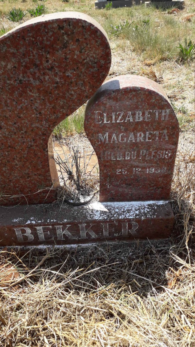 BEKKER Elizabeth Magareta nee DU PLESSIS 1930-