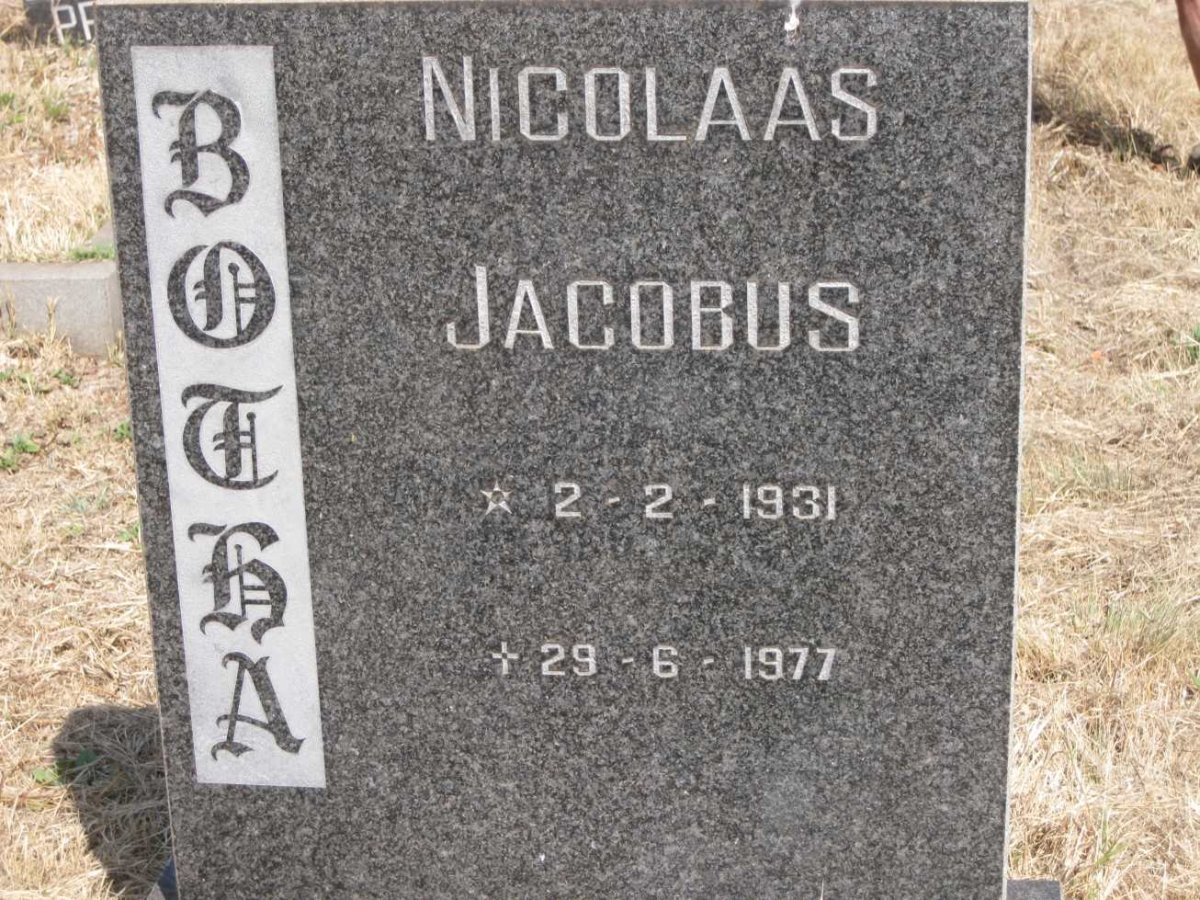 BOTHA Nicolaas Jacobus 1931-1977