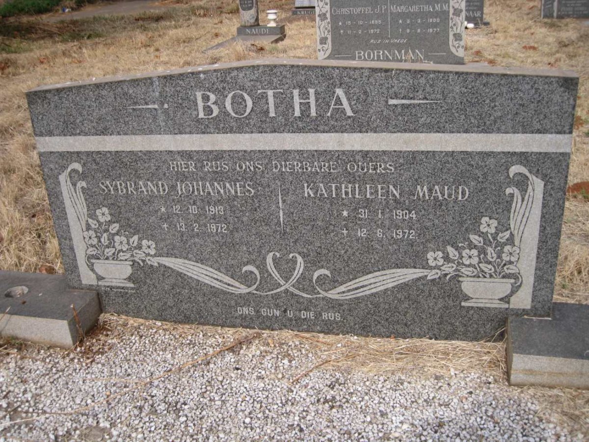 BOTHA Sybrand Johannes 1913-1972 &amp; Kathleen Maud 1904-1972