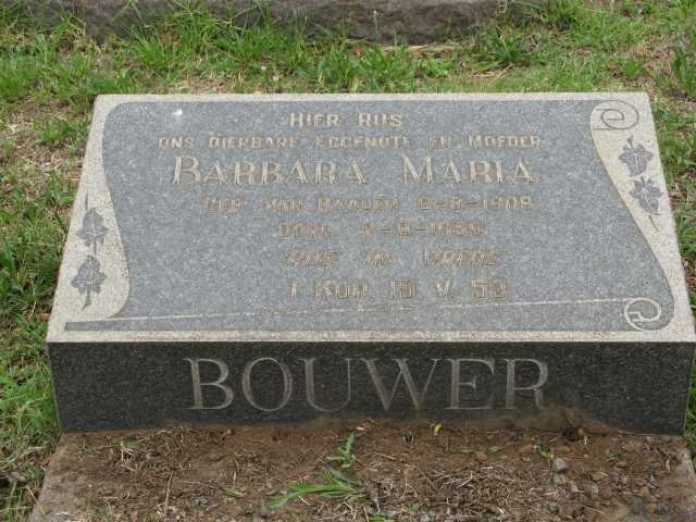 BOUWER Barbara Maria nee VAN BAALEN 1909-1958