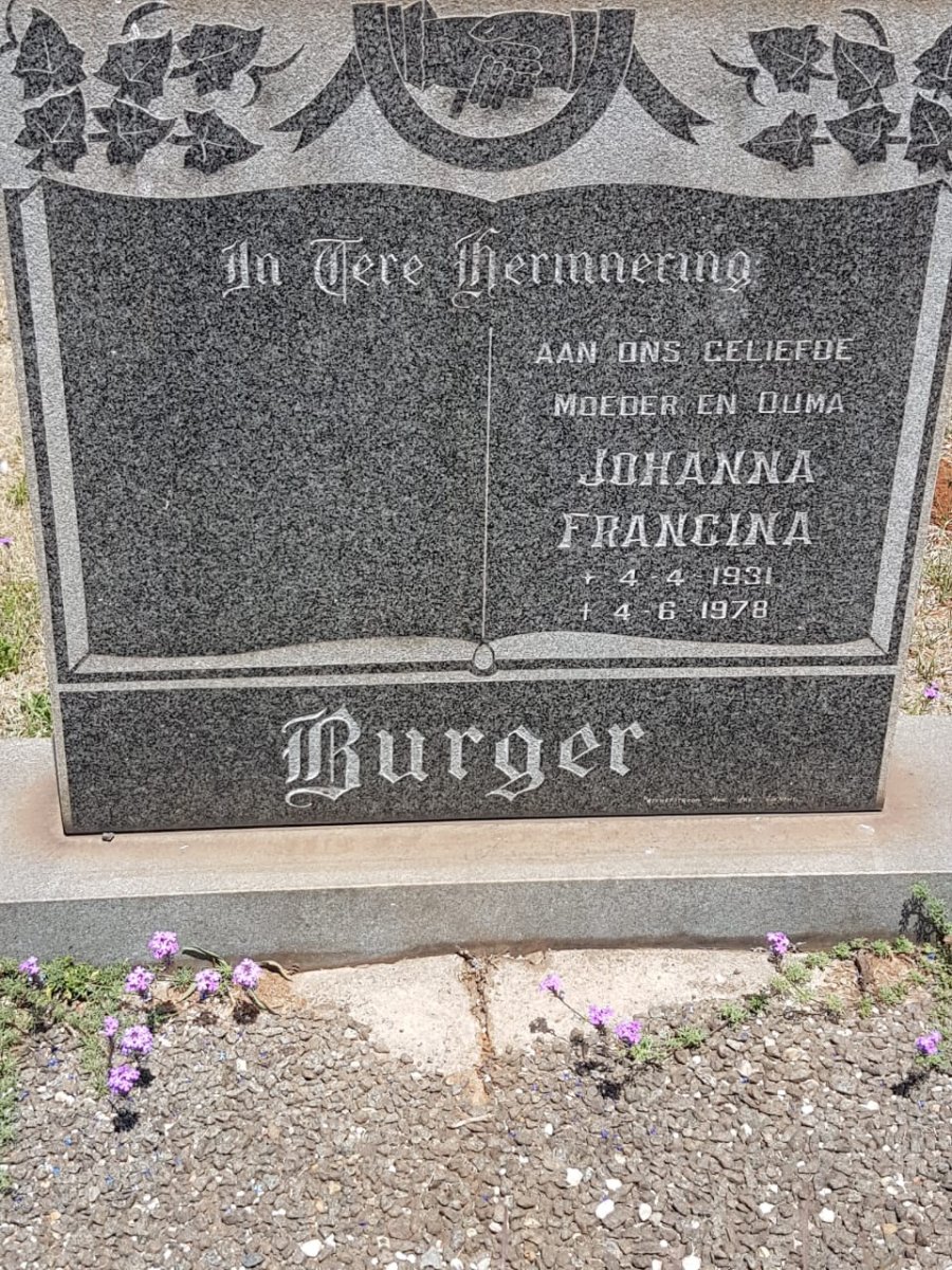 BURGER Johanna Francina 1931-1978