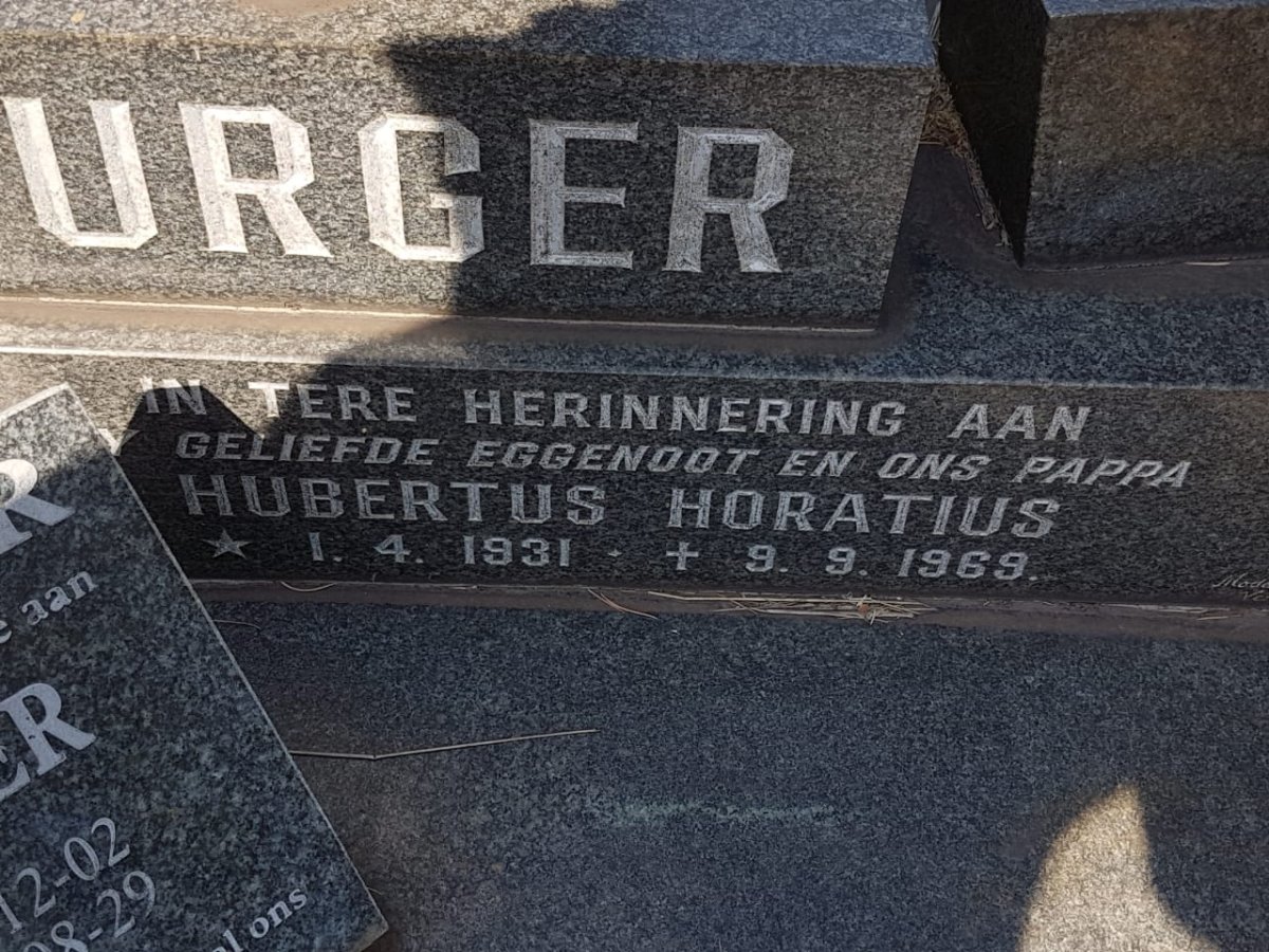 BURGER Hubertus Horatius 1931-1969 :: BURGER Hester 1933-2012