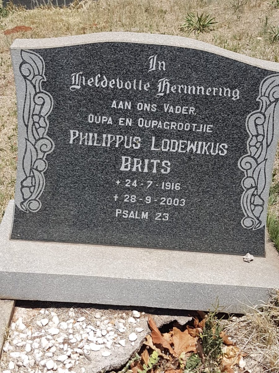 BRITS Philippus Lodewikus 1916-2003