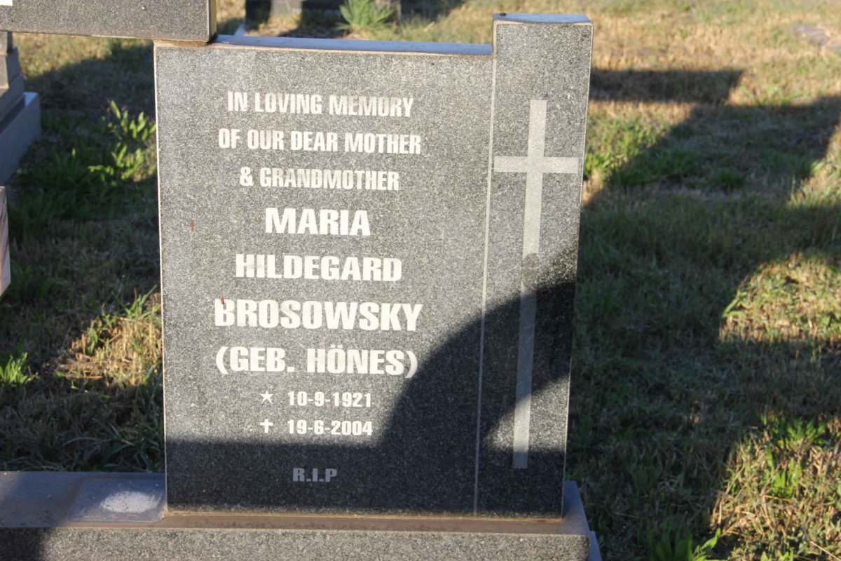 BROSOWSKY Maria Hildegard nee HÖNES 1921-2004
