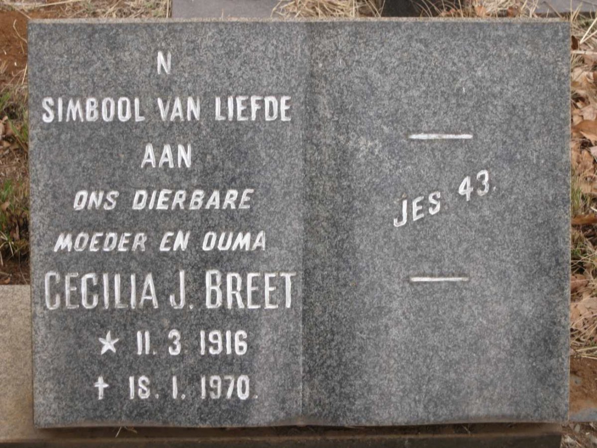 BREET Cecilia J. 1916-1970