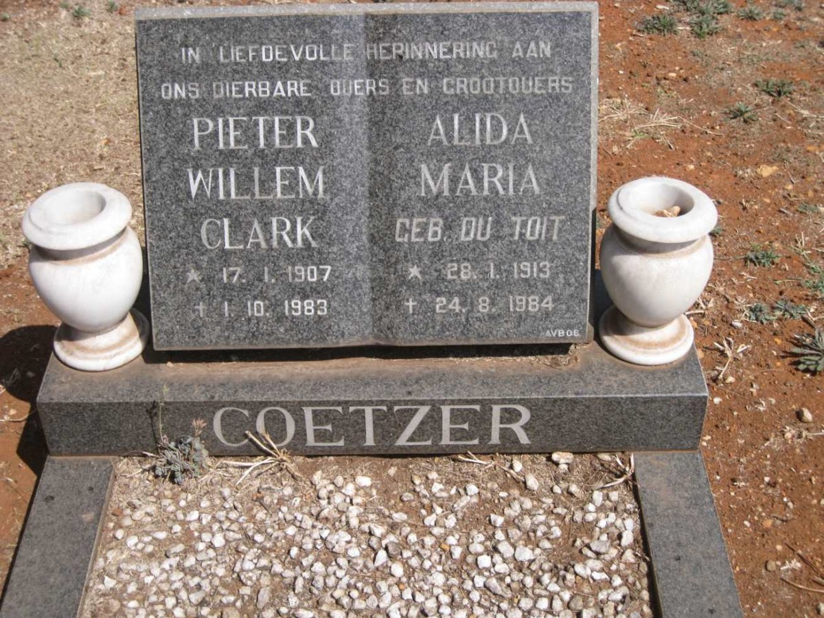 COETZER Pieter Willem Clark 1907-1983 &amp; Alida Maria DU TOIT 1913-1984