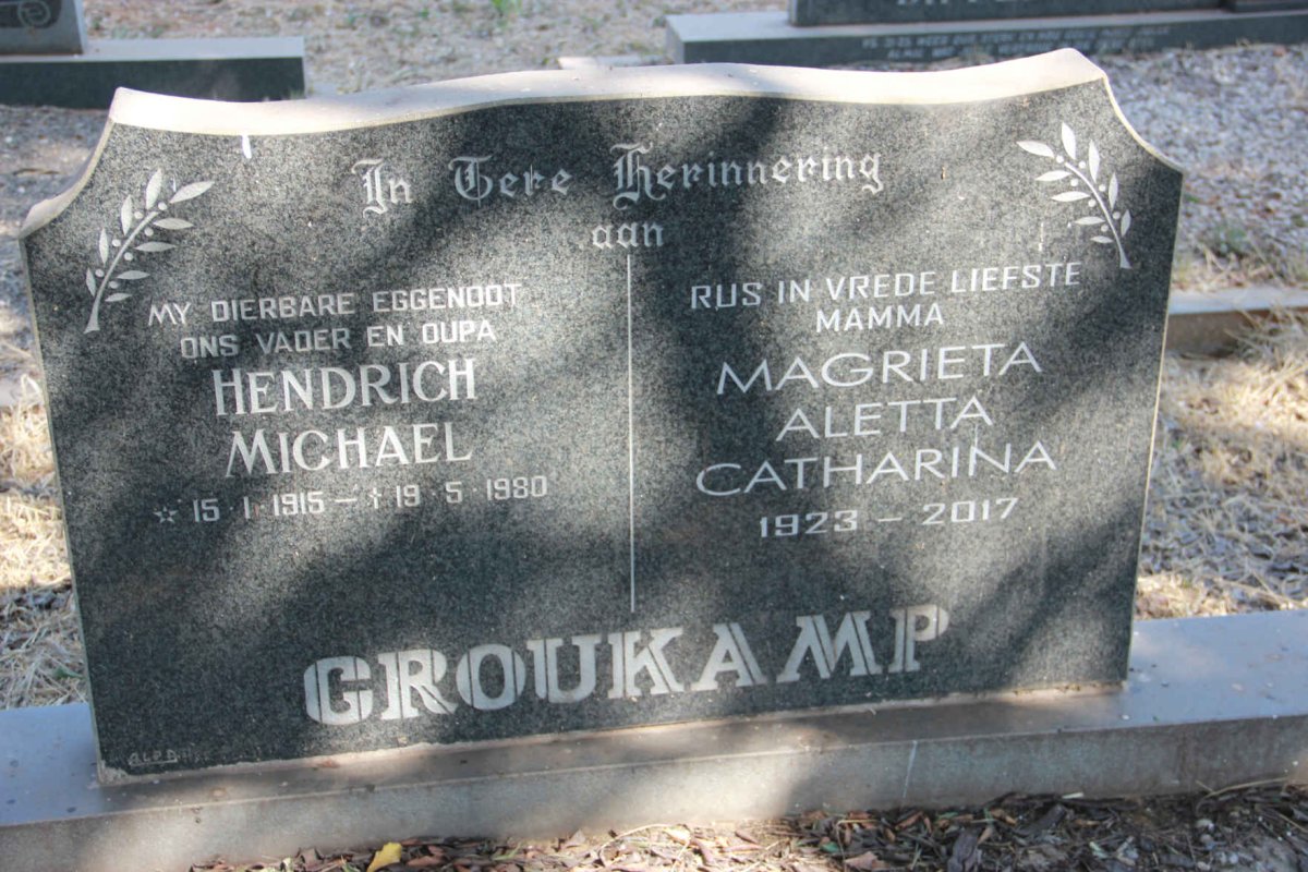 CROUKAMP Hendrich Michael 1915-1980 &amp; Magrieta Aletta Catharina 1923-2017