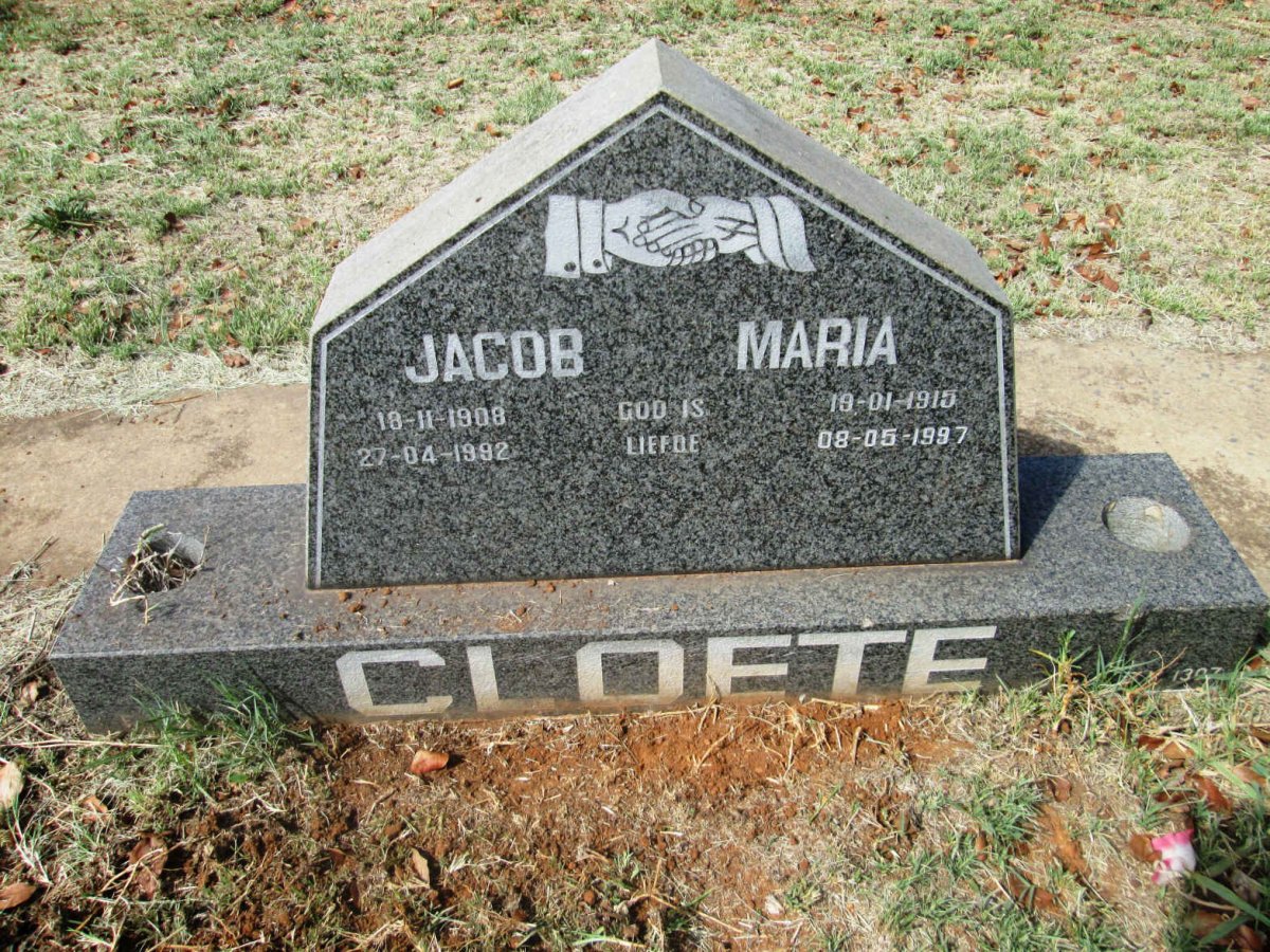 CLOETE Jacob 1908-1992 &amp; Maria 1915-1997