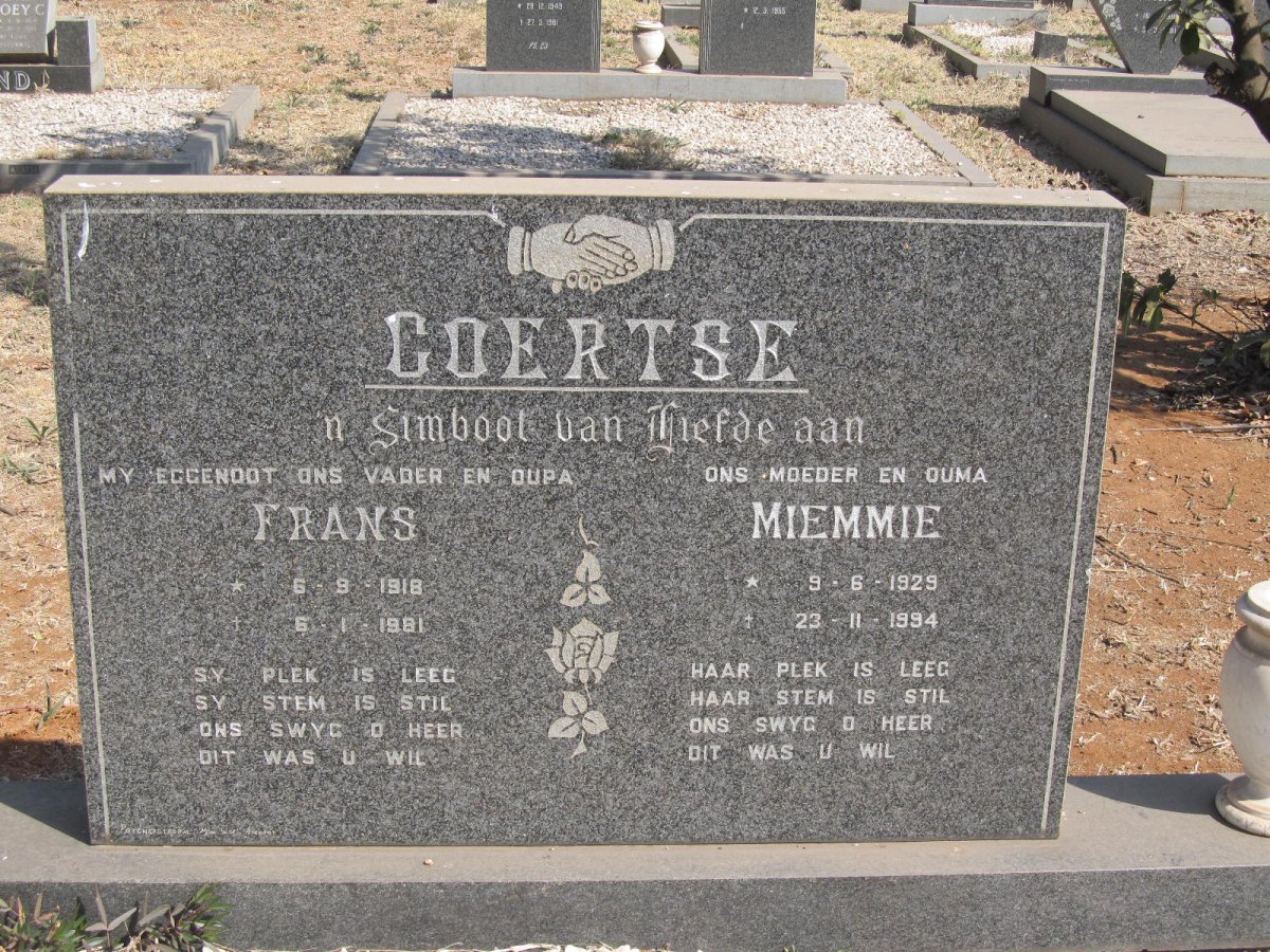 COERTSE Frans 1918-1981 &amp; Miemmie 1929-1994