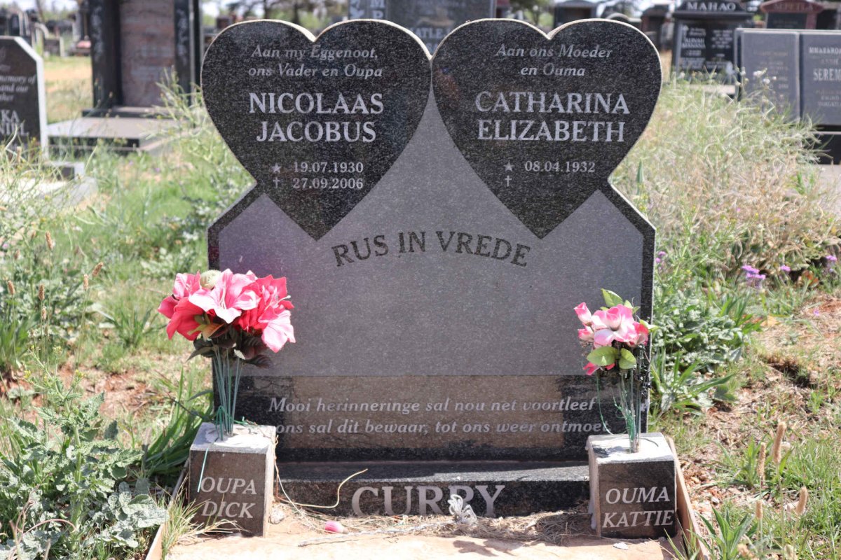 CURRY Nicolaas Jacobus 1930-2006 & Catharina Elizabeth 1932- 