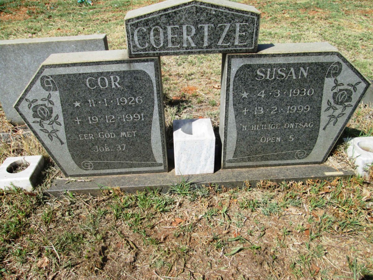 COERTZE Cor 1926-1991 &amp; Susan 1930-1999