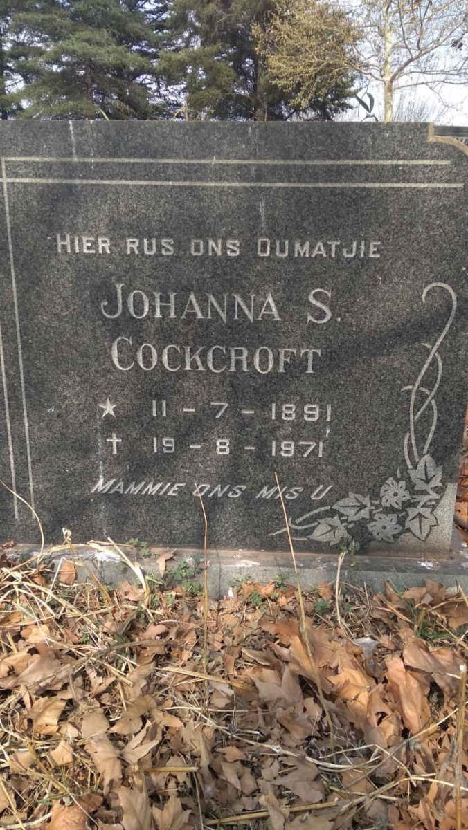 COCKCROFT Johanna S. 1891-1971