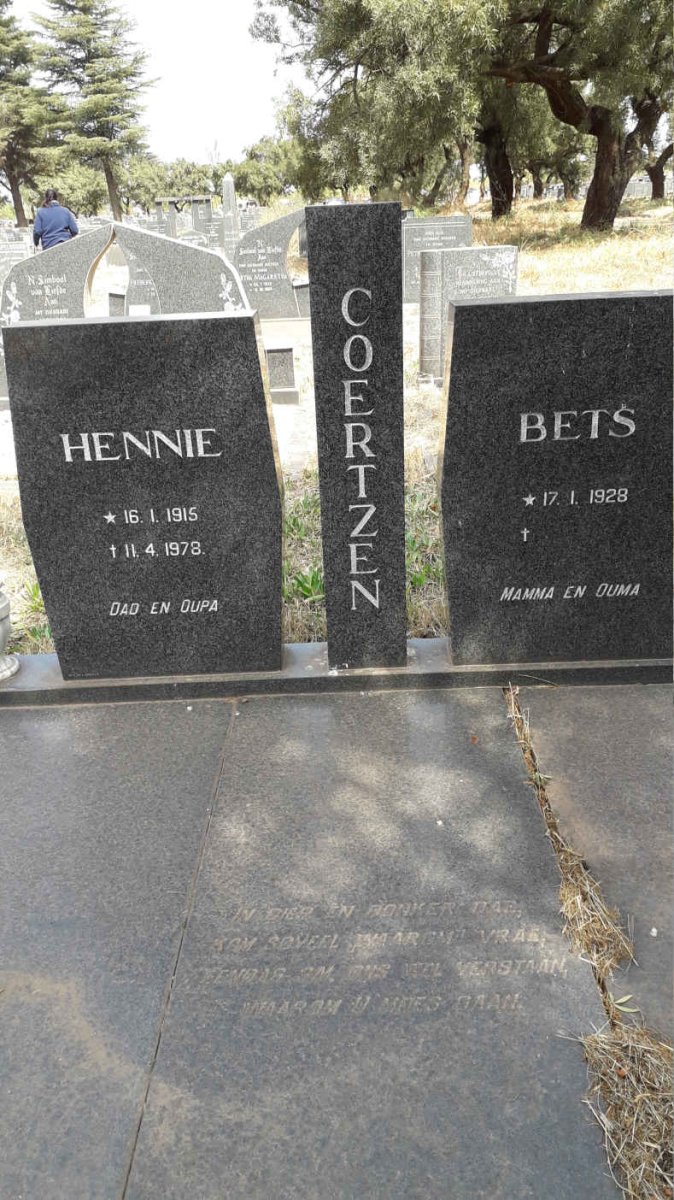 COERTZEN Hennie 1915-1978 &amp; Bets 1928-