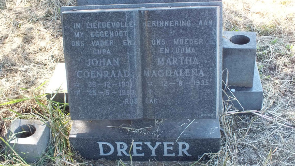 DREYER Johan Coenraad 1931-1983 &amp; Martha Magdalena 1935-