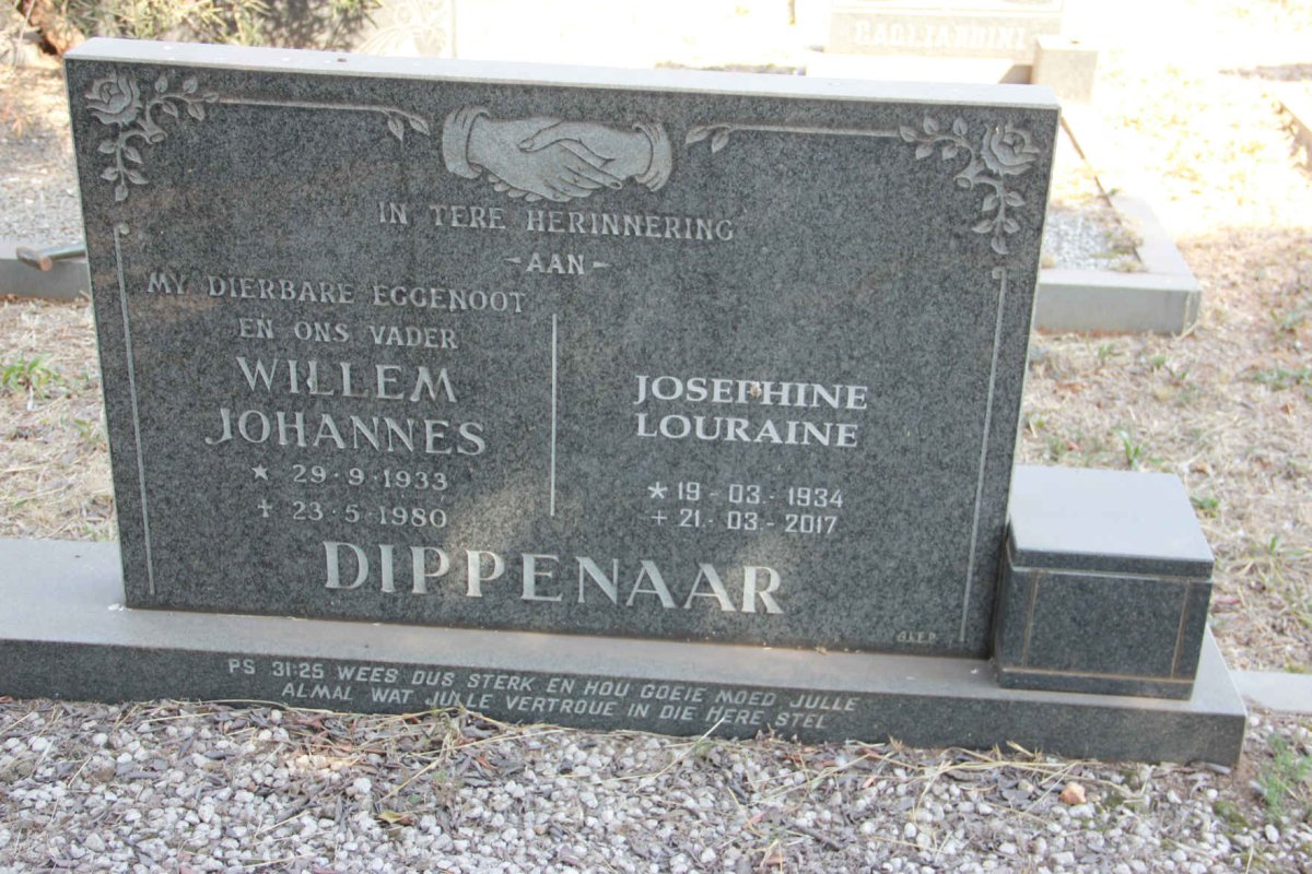 DIPPENAAR Willem Johannes 1933-1980 &amp; Josephine Louraine 1934-2017