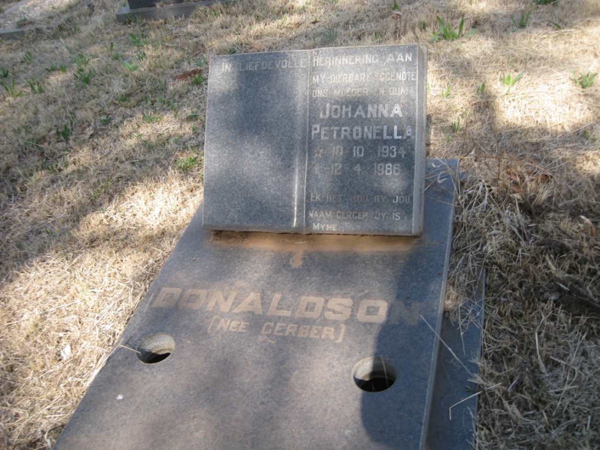 DONALDSON Johanna Petronella nee GERBER 1934-1986