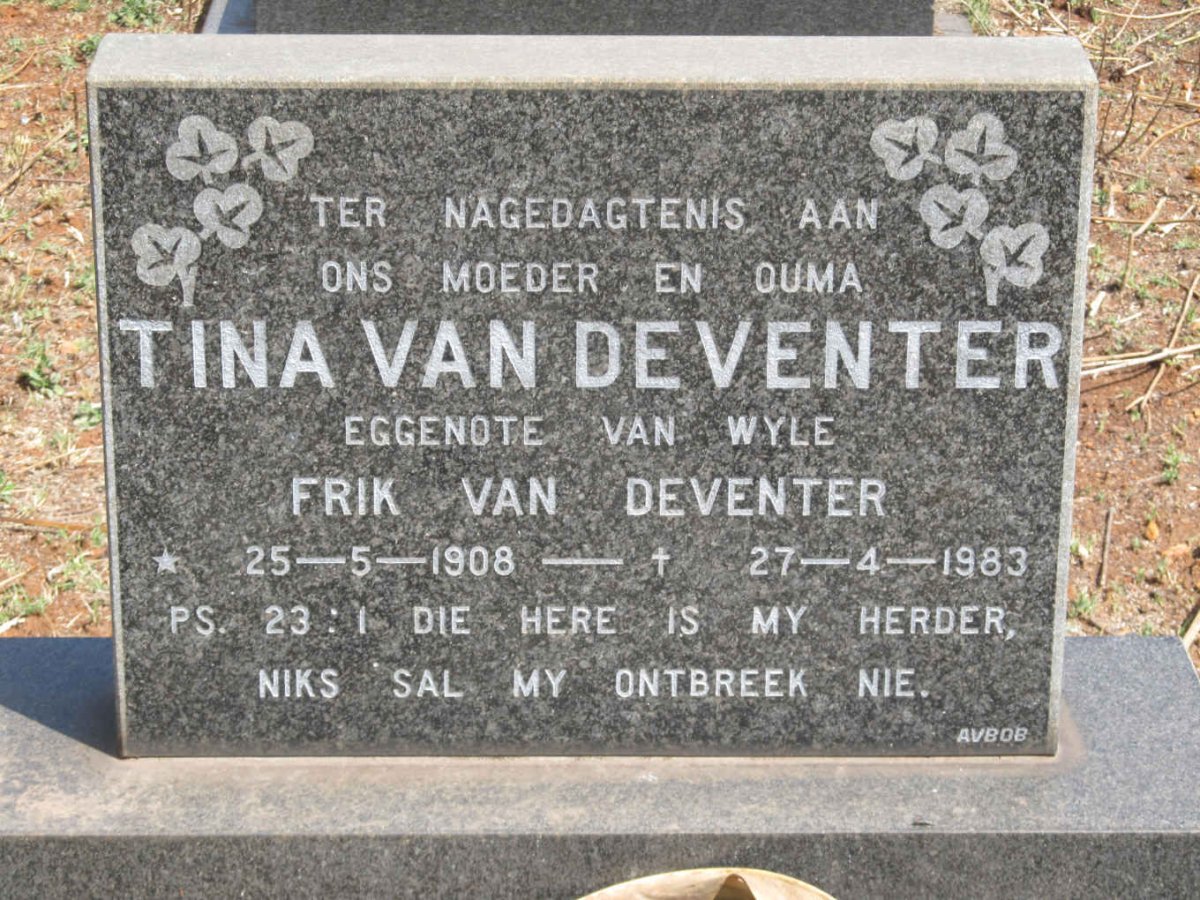 DEVENTER Tina, van 1908-1983