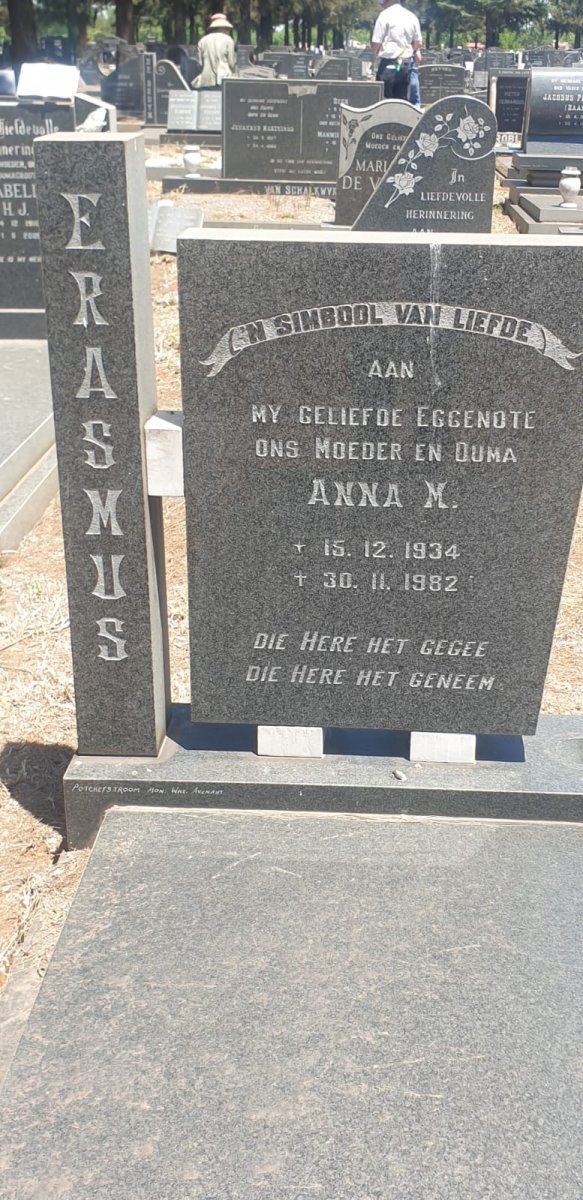 ERASMUS Anna M. 1934-1982