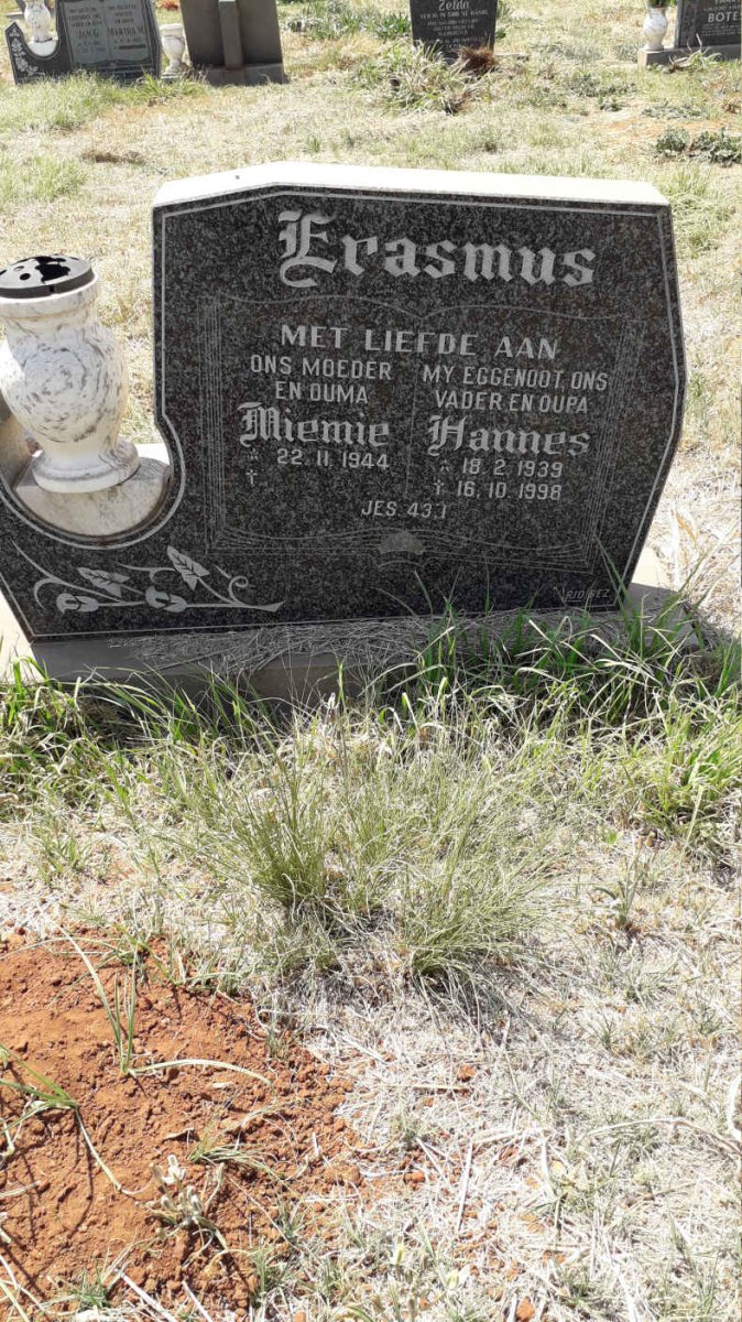 ERASMUS Hannes 1939-1998 &amp; Miemie 1944-