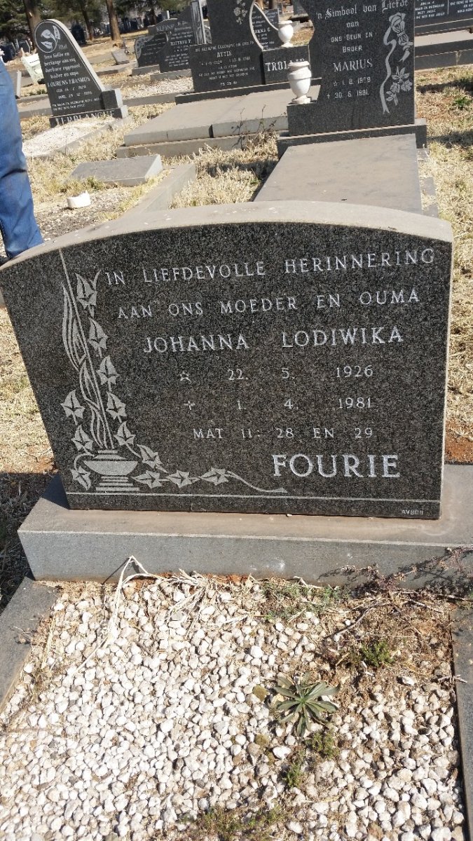 FOURIE Johanna Lodiwika 1926-1981