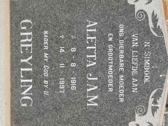 GREYLING Aletta J.A.M. 1916-1997