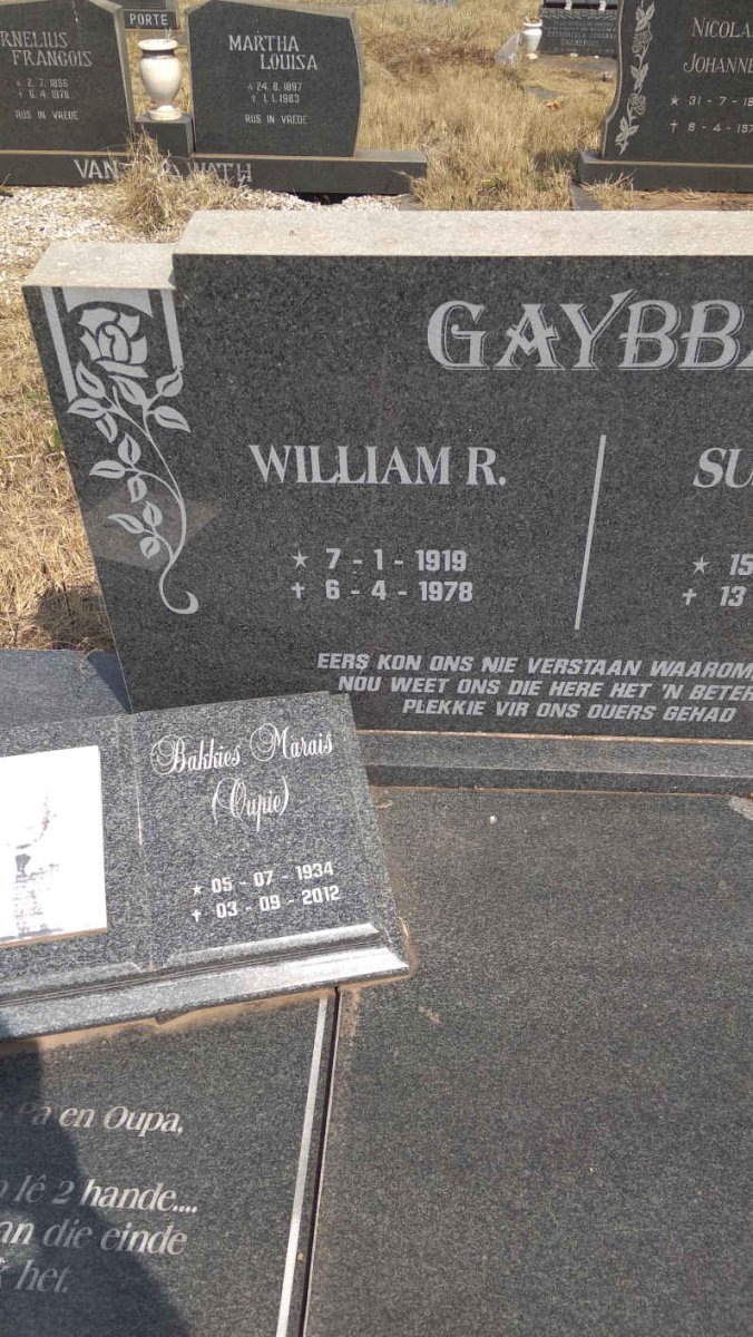 GAYBBA William R. 1919-1978 &amp; Susara M. 1921-1978