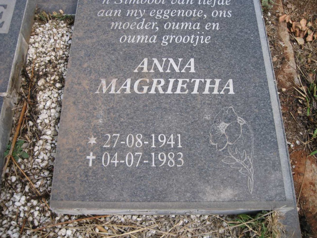 GERICKE Cornelis Johannes 1939- &amp; Anna Magrietha 1941-1983