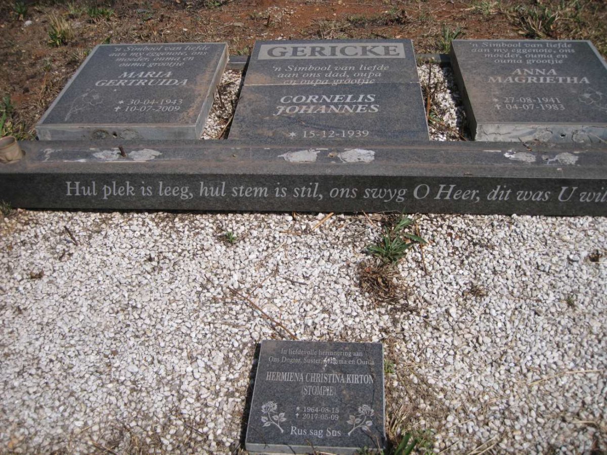 GERICKE Cornelis Johannes 1939- &amp; Anna Magrietha 1941-1983