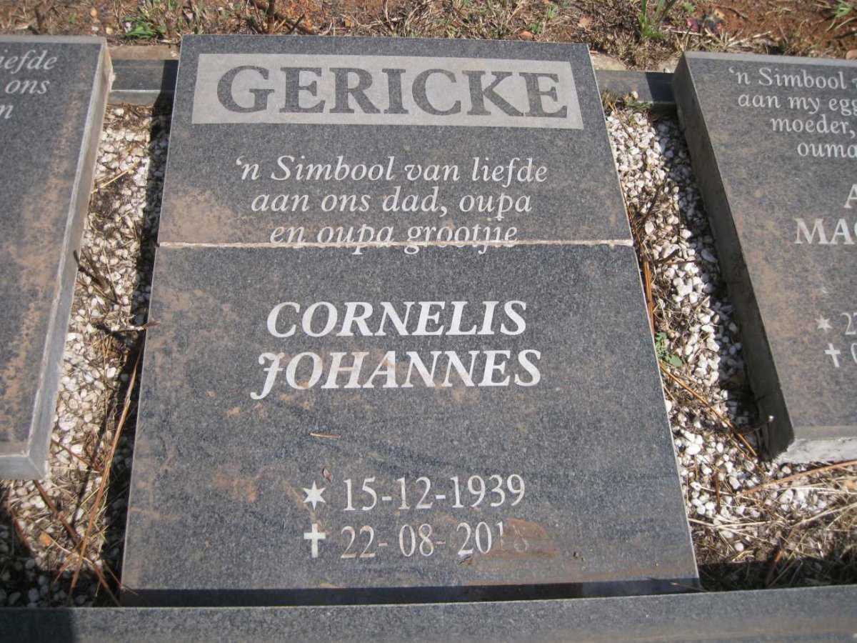 GERICKE Cornelis Johannes 1939- &amp; Anna Magrietha 1941-1983