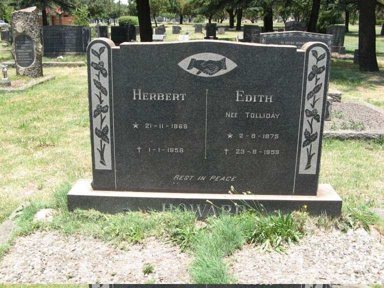 HOWARD Herbert 1868-1958 &amp; Edith TOLLIDAY 1875-1959