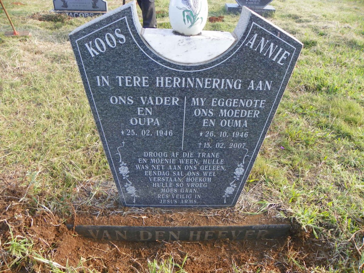 HEEVER Koos, van den 1946- &amp; Annie 1946-2007