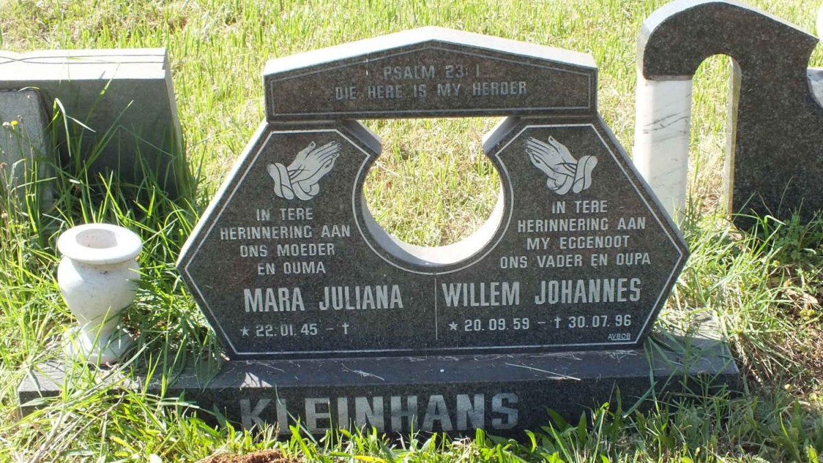 KLEINHANS Willem Johannes 1959-1996 &amp; Mara Juliana 1945-