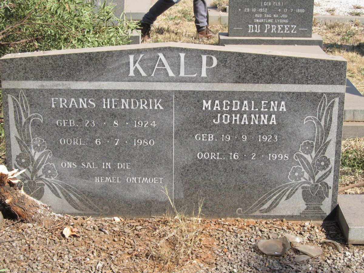 KALP Frans Hendrik 1924-1980 &amp; Magdalena Johanna 1923-1998